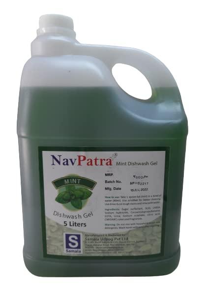 NavPatra NavPatra Dishwash Gel, Dish Cleaning Liquid Fast Cleansing Leaves No Residue, Dishwashing liquid 5L (Mint)