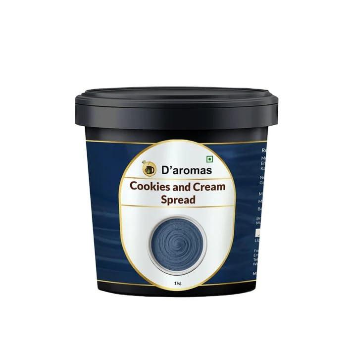D\'aromas D\'aromas Cookies & Cream Spread, 4kg, Healthy Breakfast Bread Spread, 100% Vegetarian, Top It On Fresh Fruits, Dessert, Milkshake, Bread & Waffles With All Natural Ganache (Each 1kg) (Pack Of 4)