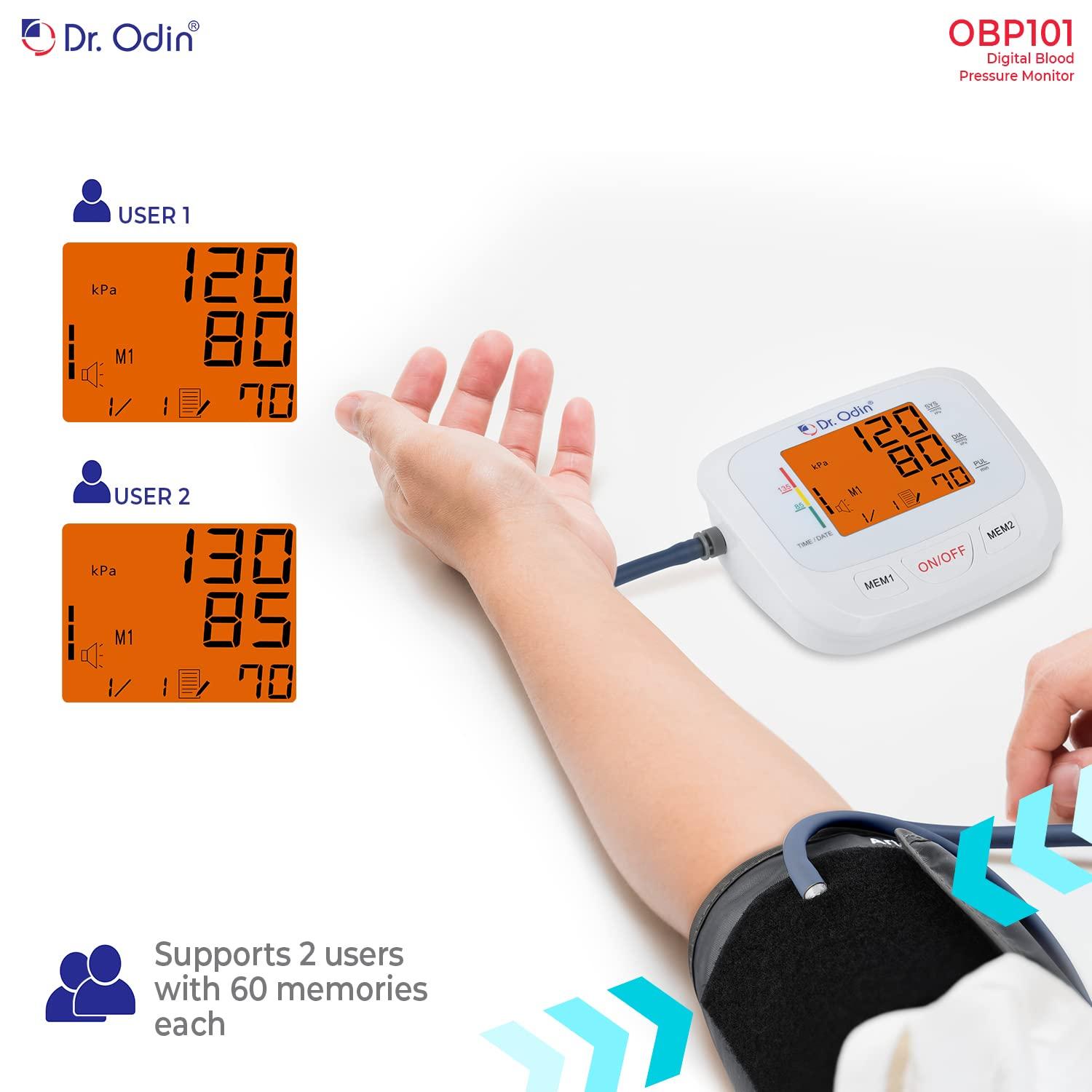 Dr. Odin Dr. Odin OBP 101 Fully Automatic Digital Blood Pressure Monitor with Large Cuff BPM Monitor at Home BP Machine for Doctors (White, 1 Year Warranty)