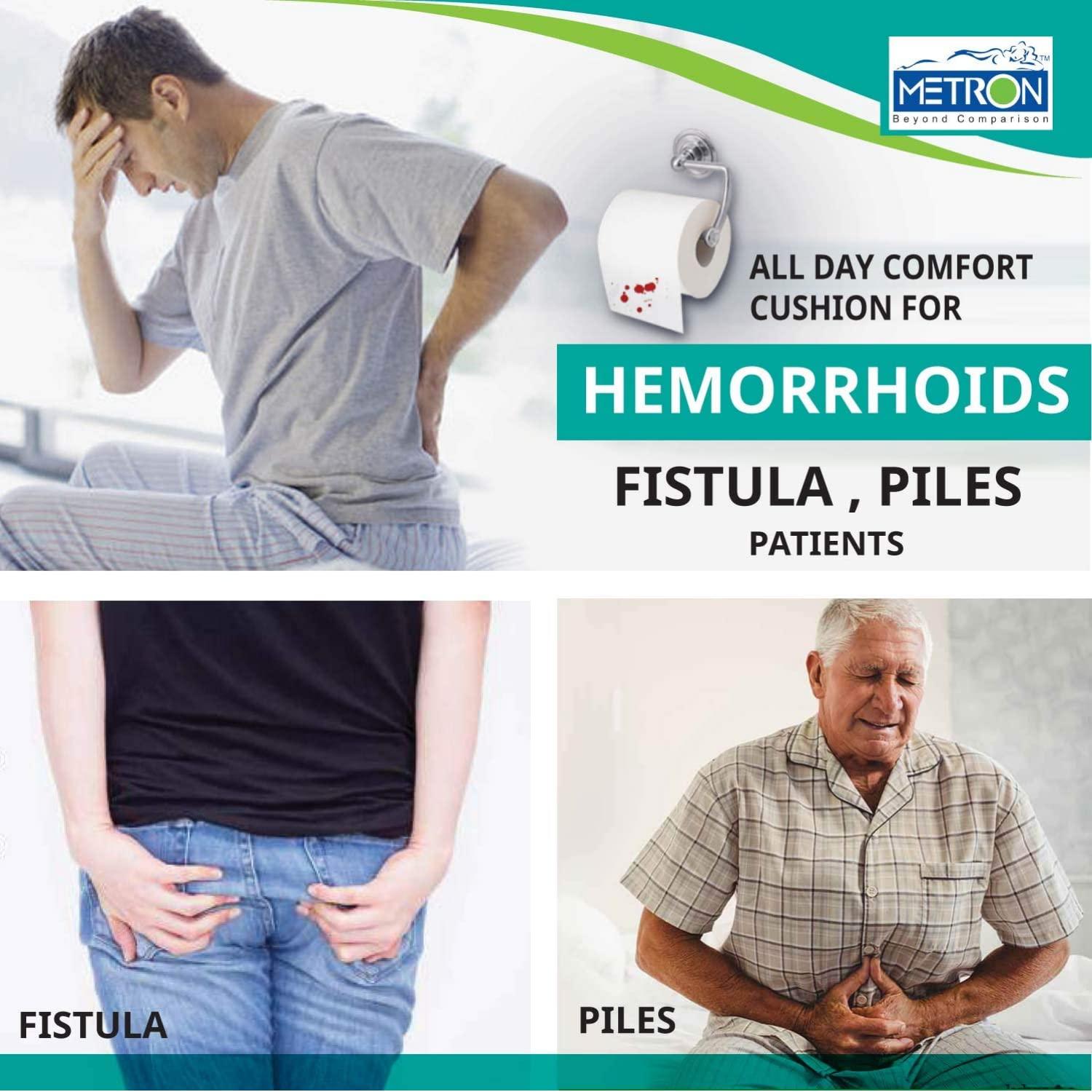 METRON Metron Inflatable Donut Seat Cushion for Haemorrhoids Piles Fistula Postpartum Post Surgery |15 inch Diameter Ring Shape Air Donut Pillow for Tailbone Pain Relief | for Office Car Home