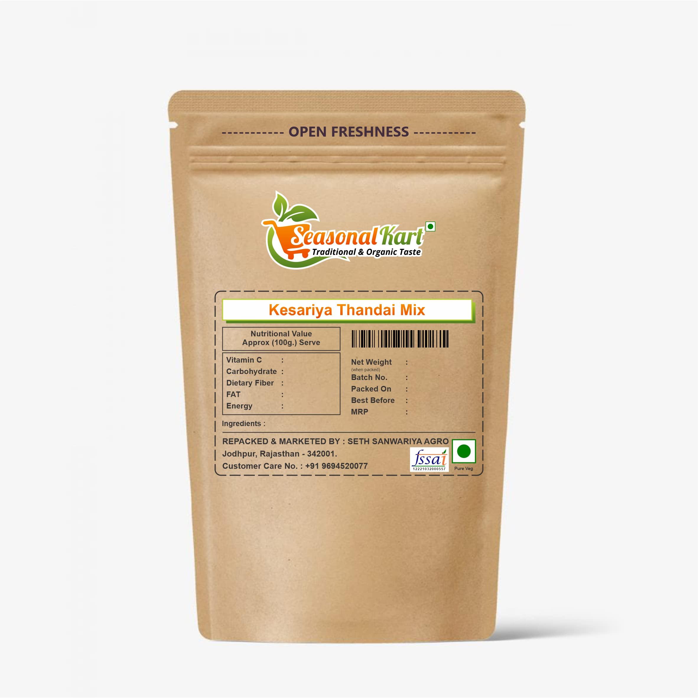 Seasonal Kart Seasonal Kart Fresh And Natural Kesariya Thandai Mix Thandai Powder |Organic & Natural No Added Preservative, Essence And Color | Perfect Summer Drink| (800 Grams)