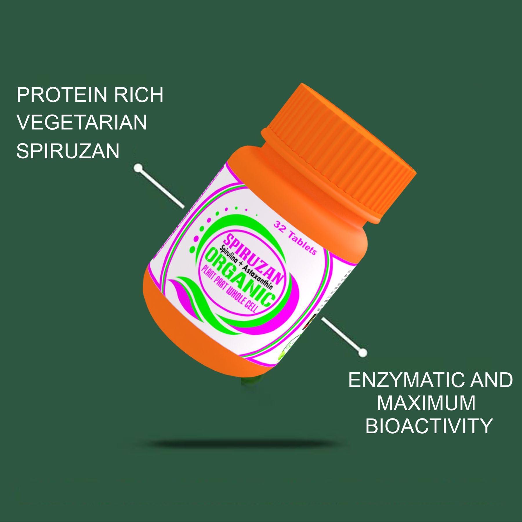 EVER YOUNG ORGANIC Spiruzan,Astaxanthin and spirulina, multivitamin and for Full Body Support, 32 Tablets