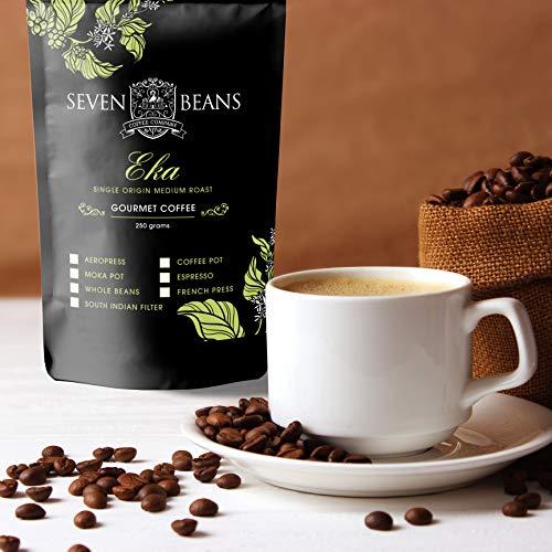 Seven Beans Coffee Company Seven Beans Coffee Company's "Eka" Medium-Dark Roast|Single Origin|Gourmet Indian Coffee - 250 g (AeroPress Grind)