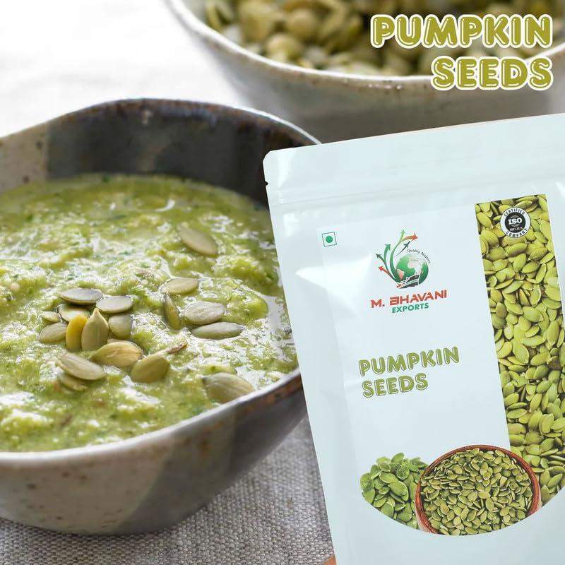 M.BHAVANI M.BHAVANI Raw Pumpkin Seeds 100gm | Pumpkin Seeds for Eating | Unroasted Pumpkin Seed | Healthy Snacks | Diet Food | Immunity Booster | High Protein Rich Superfood (Pack Of 2)