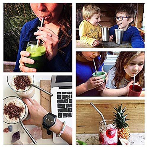 Syga SYGA 8 Pieces Stainless Steel Straws Reusable, Metal Drinking Straws for Smoothie, Milkshake, Cocktail and Hot Drinks