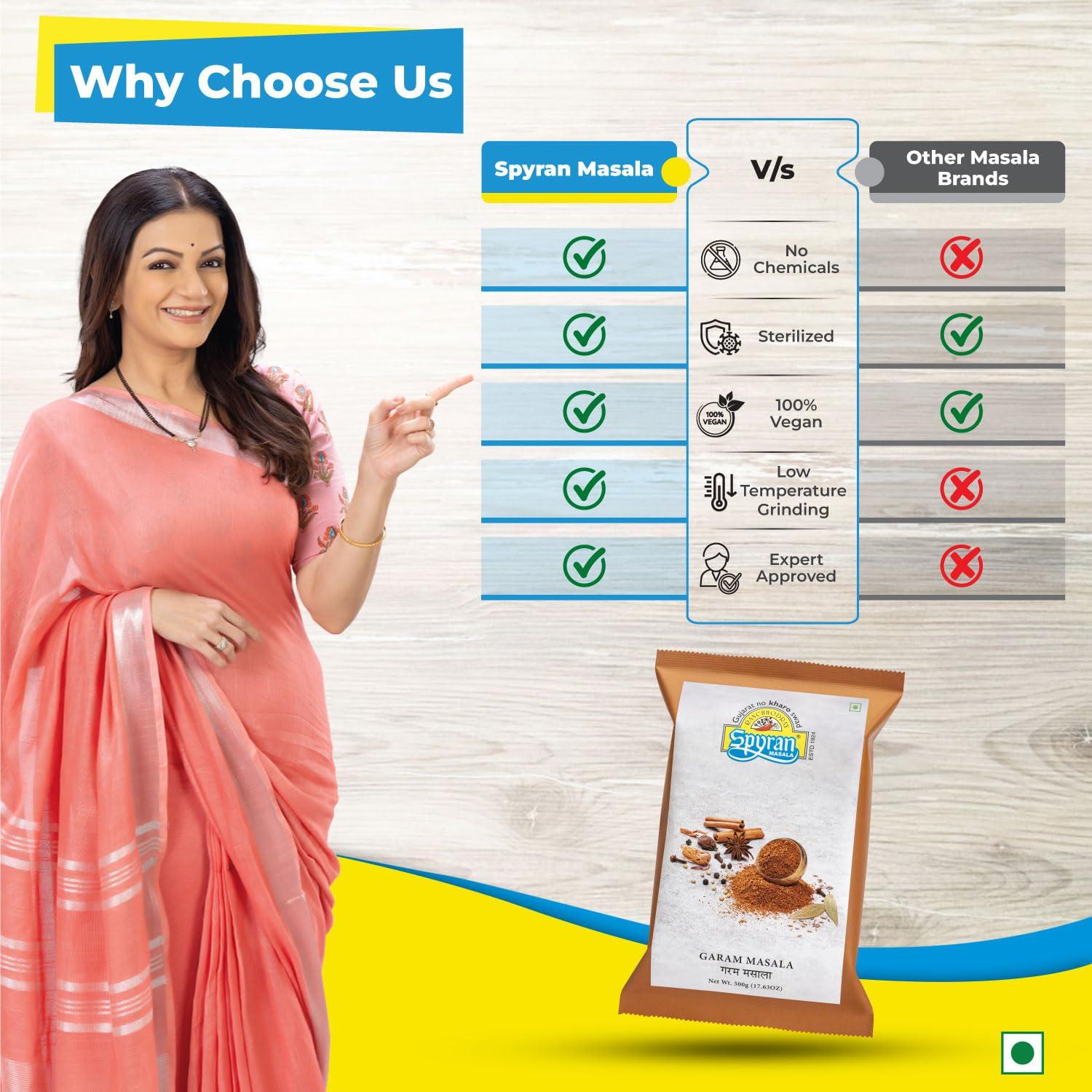 Spyran Spyran Garam Masala | No Onion & Garlic, No Salt | Blended Spice for Authentic Taste and Colour (500g)