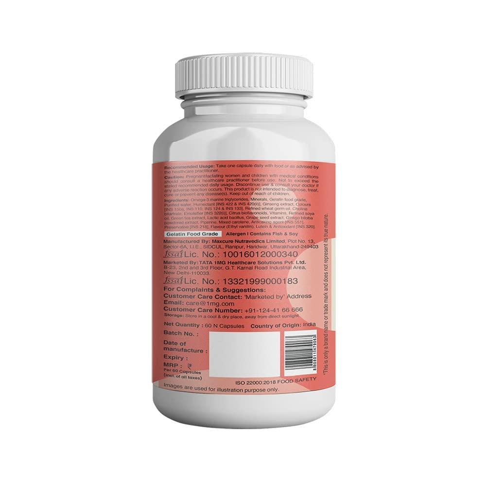 TATA 1MG TATA 1MG Multivitamin Supreme With Zinc, Calcium, Vitamin D, Antioxidants & Probiotics For Fitness, Strength, Immunity, Memory & Concentration, Energy Booster Capsule For Men & Women (Pack Of 60)