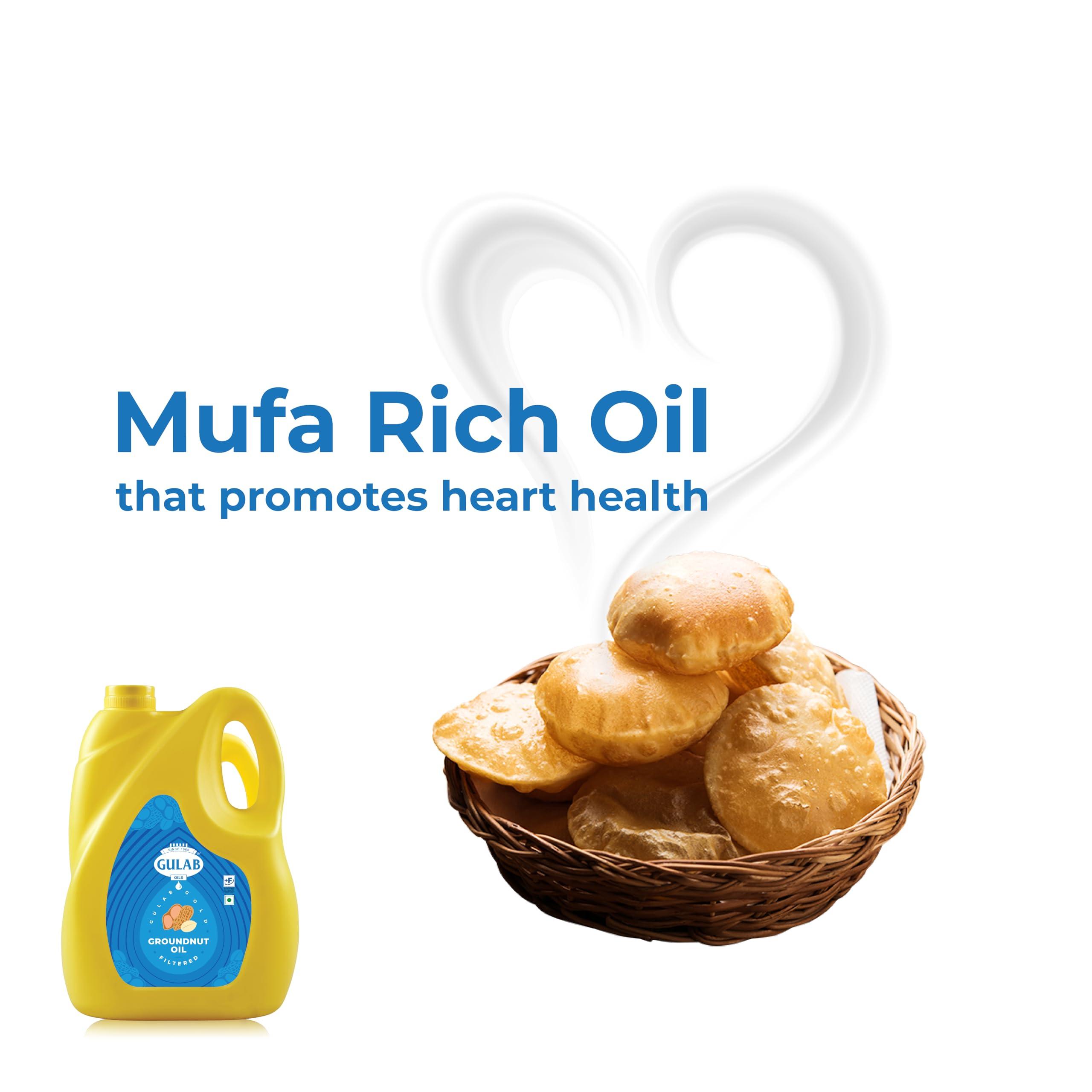 GULAB Gulab Gold 100% Pure Double Filtered Groundnut Oil (5 Ltr)