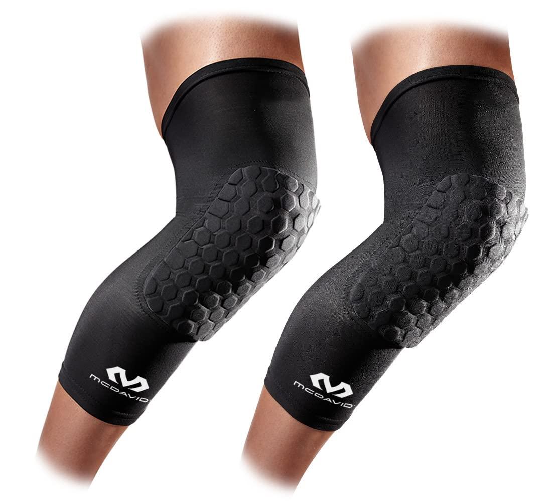 McDavid (YOUTH: YOUTH- ONE SIZE, BLACK) - Knee Compression Sleeves: McDavid Hex Knee Pads Compression Leg Sleeve for Basketball, Volleyball, Weightlifting, and More - Pair of Sleeves