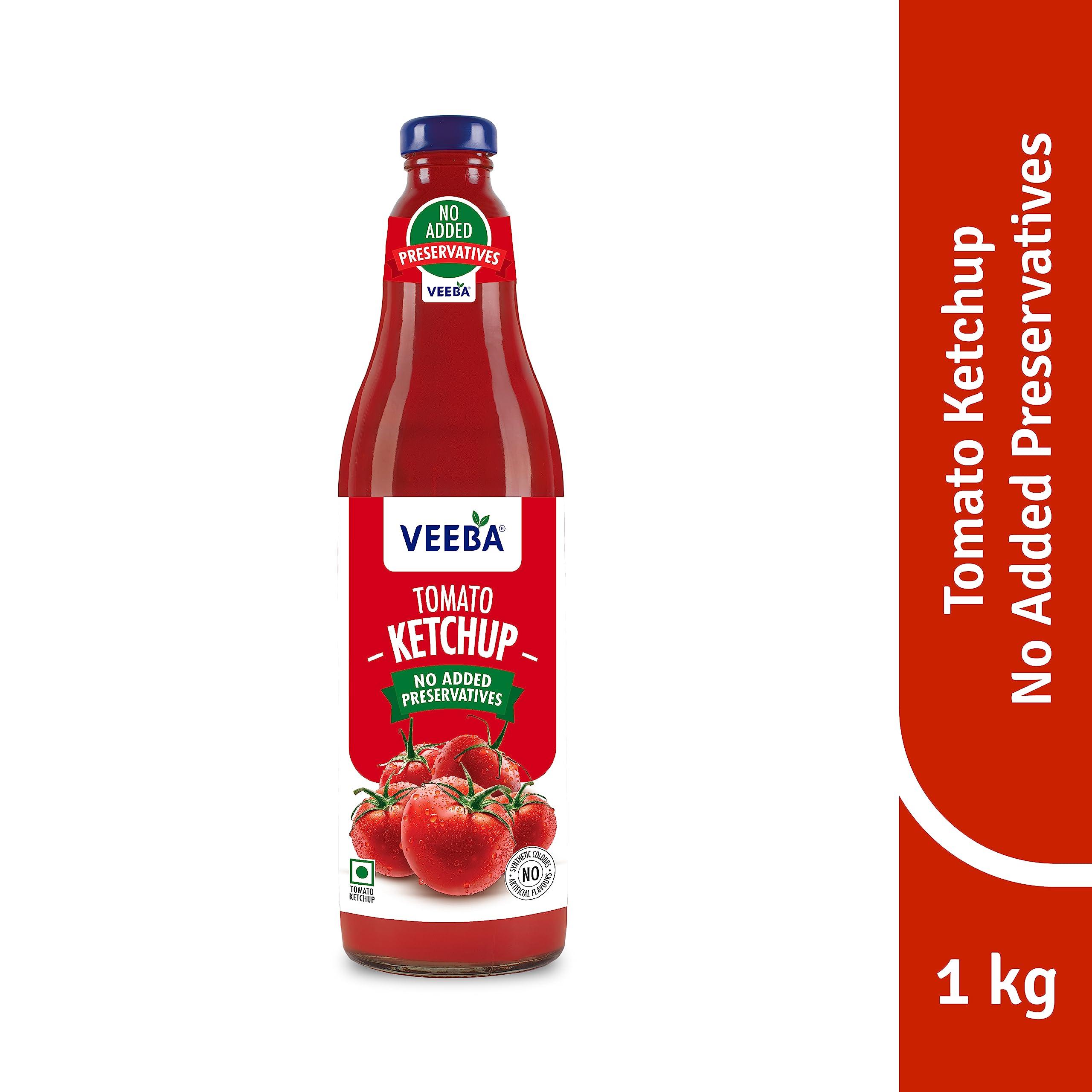 VEEBA Veeba Truly Tomato Ketchup (1kg) | No Added Preservatives | No Added Colour & Flavour | Non-GMO | Quality Tomato Ketchup I 100% Vegetarian