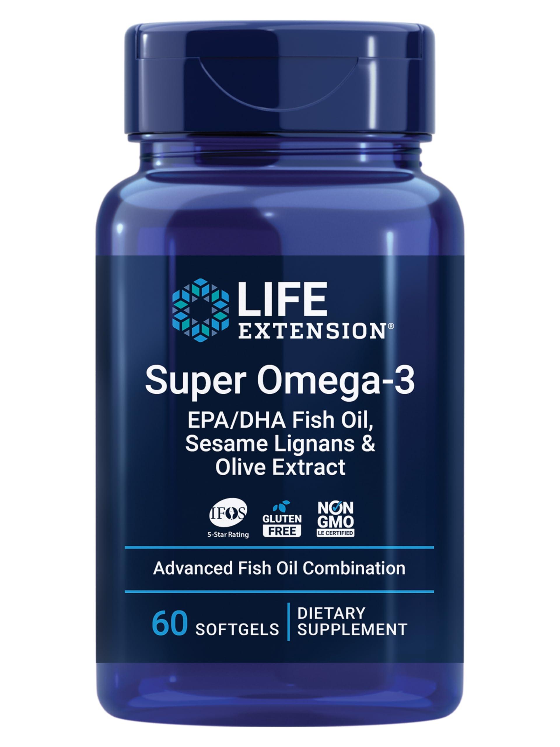 Life Extension Life Extension Super Omega-3 EPA/DHA with Sesame Lignans & Olive Fruit Extract, 60 Soft Gels