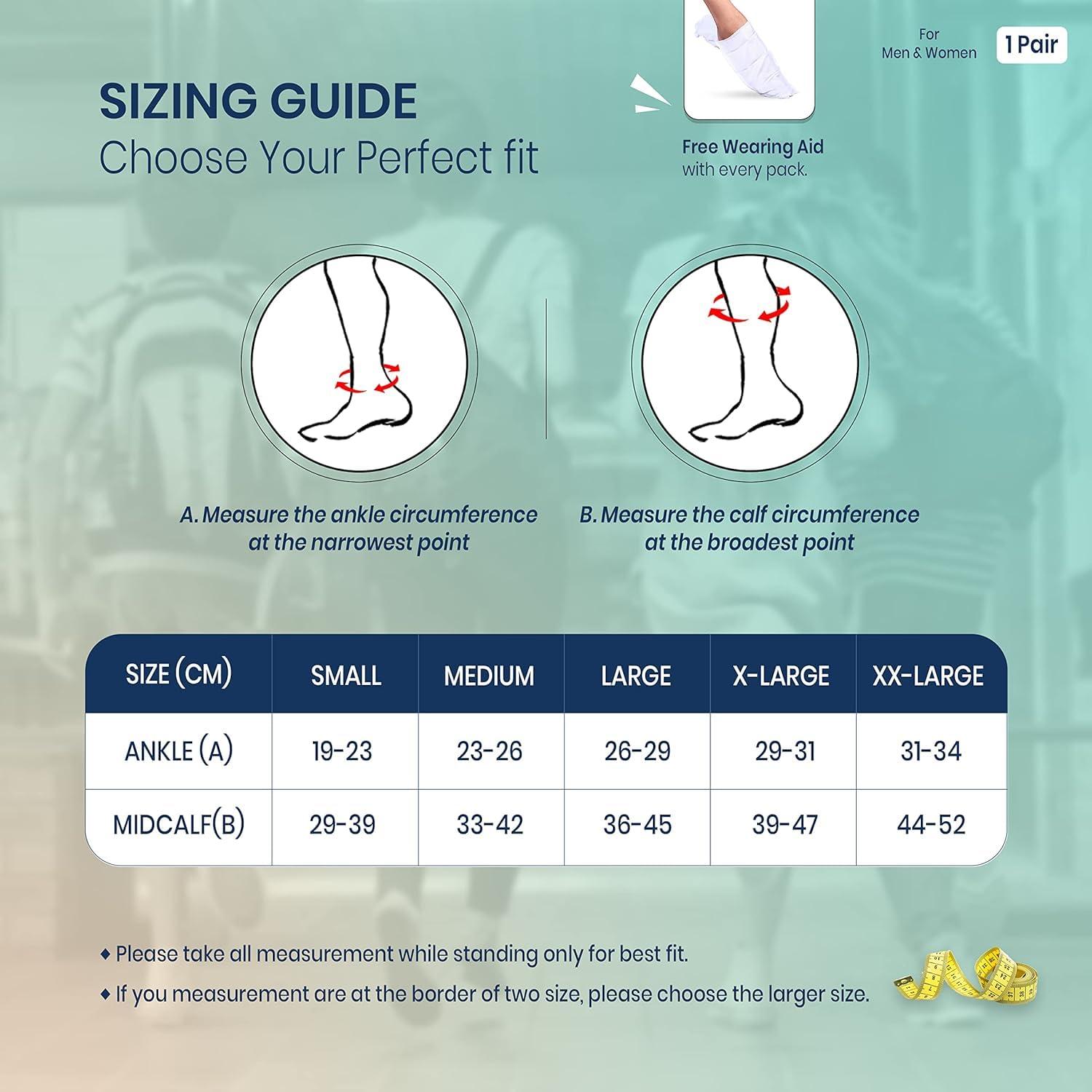 CLINICA CARE CLINICA CARE Cotton Medical Compression Stockings for Varicose Veins Class 2 Knee Length for men and women| Stockings for women | Stockings -Thigh Length(CC-Stockings-13-2XL)