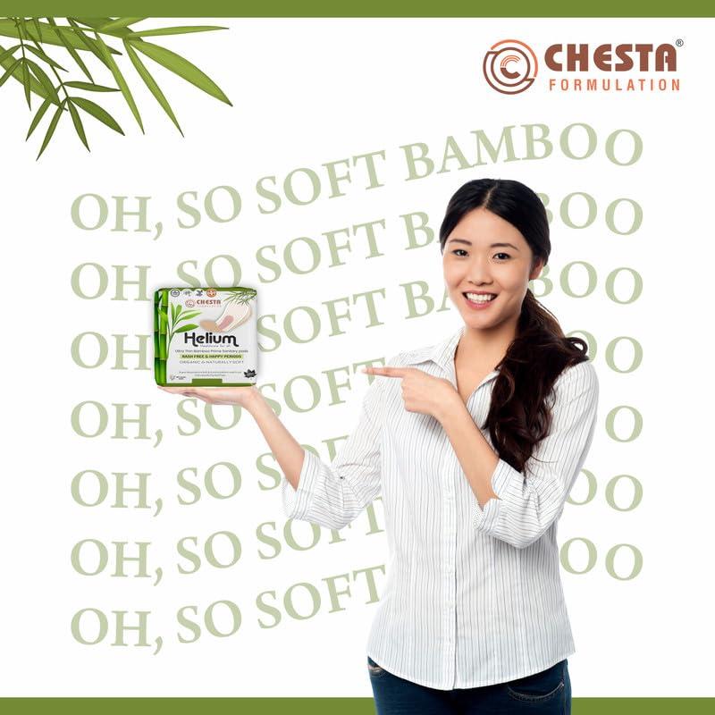 Helium Helium Biodegradable Bamboo Premium Sanitary Pads - (Pack Of 4= 90 Pads,50 Regular Pads XL + 40 Overnight Pads XXL),Pure Cottene,100% Rash-Free-Periods,High Absorbent, High Absorbent, Extra Long