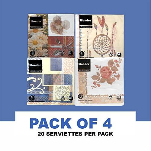 Wonder Wonder Premium Professional Designer Supersoft 4 Ply Tissue Paper Napkins Pack Of 4