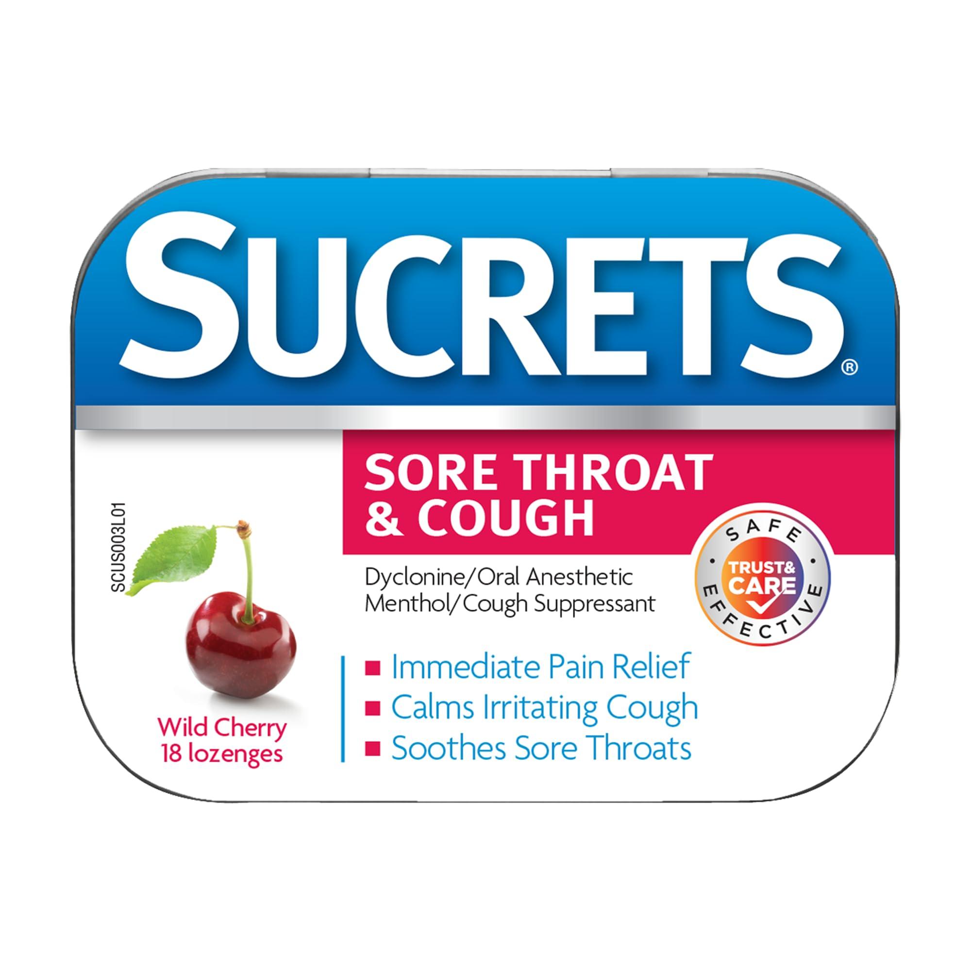 Sucrets Sucrets Classic Sore Throat Lozenges, Wild Cherry, 18 Count