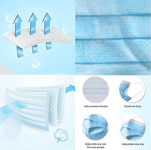 Generic 50 Pieces Blue Melt Blown - SMMS Fabric 3 Ply Disposable Face Mask with Nose Pin and Reusable Elastic Ear loop Unisex Suitable for Home, School, Office and Outdoors (BLUE)
