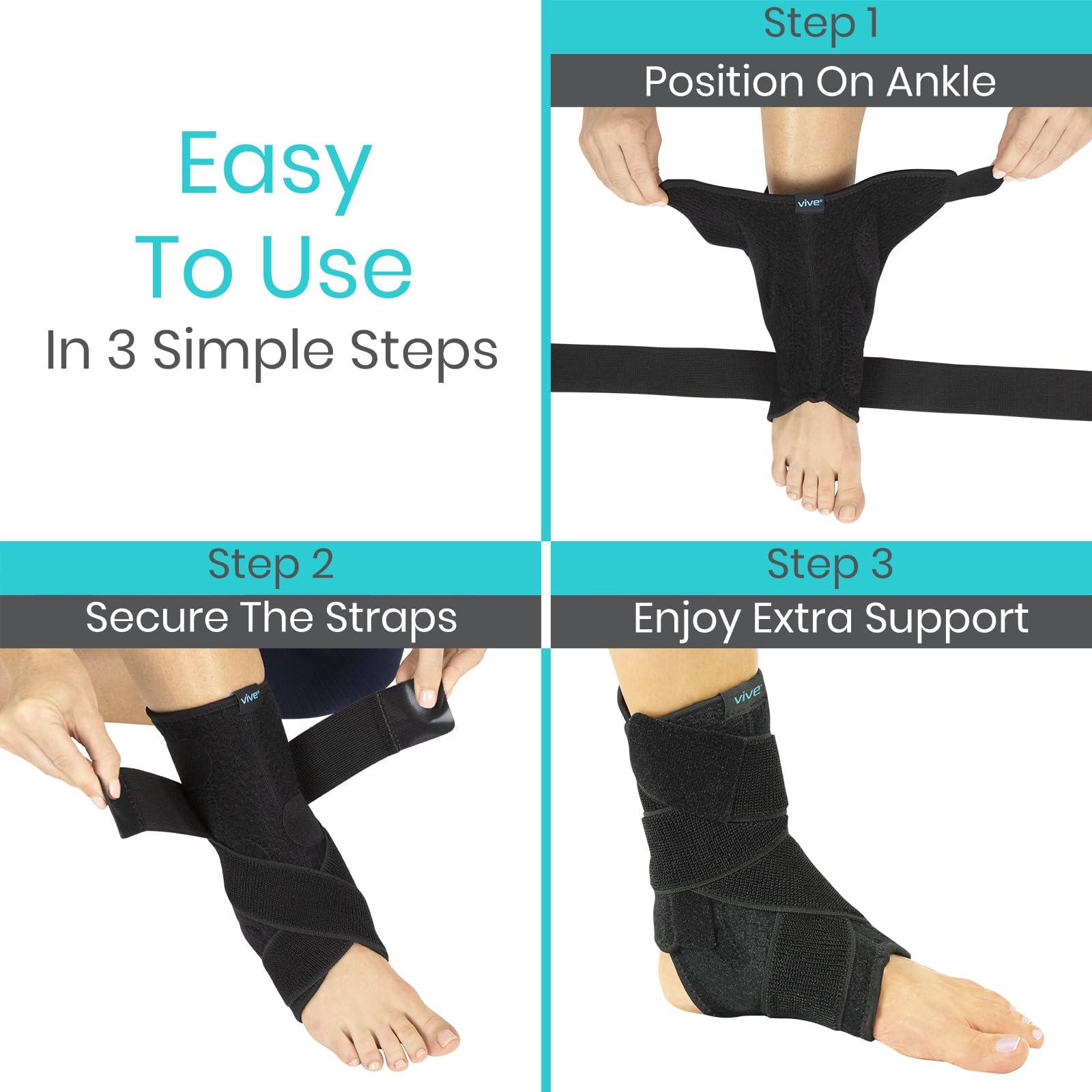 VIVE Sprained Ankle Brace by Vive - Ankle Support Secured with Extra-Strength Velcro One Size Fits Most - Best Ankle Wrap for Exercise Running Pain Relief and Injury Recovery - Vive Guarantee