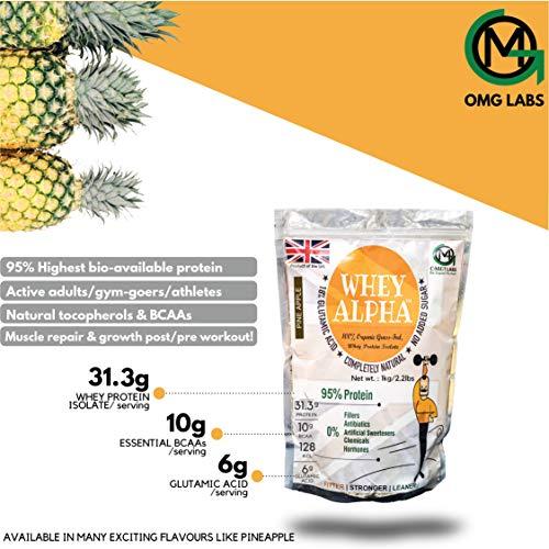 OMG LABS WHEY ALPHA 95% PROTEIN PINEAPPLE 200g (Per serving size of 33gm, contains 31.3gm protein, 10gm BCAA, 6gm Glutamic Acid)