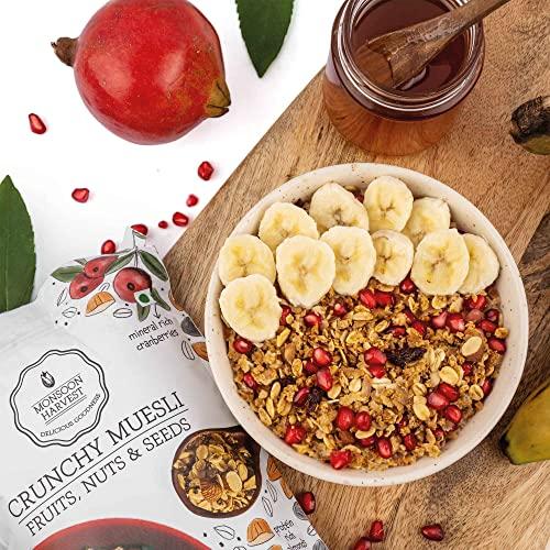 MONSOON HARVEST Wingreens Harvest Crunchy muesli - Fruits, nuts and seeds, 2 * 200g | Gluten free breakfast | Combo pack | 100% natural ingredients