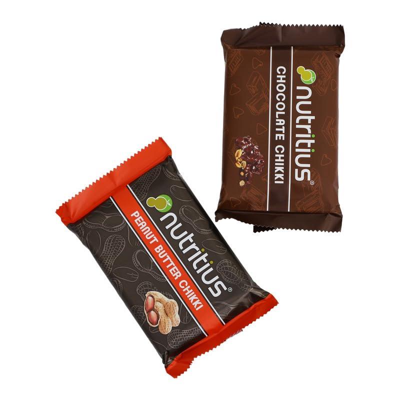 Nutritius Nutritius Chocolate Chikki and Peanut Butter Chikki (Pack of 3) - Starter Pack