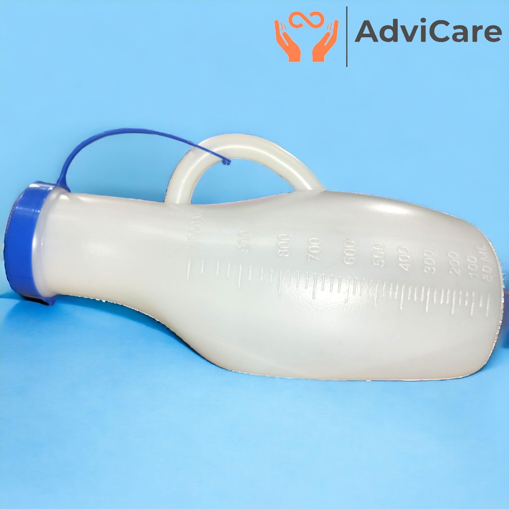 AdviCare AdviCare Male Urine Pot 1000ml Capacity Portable Urinal for Men Spill-Proof Design for Travel, Camping, and Outdoor Use-Pack of 2