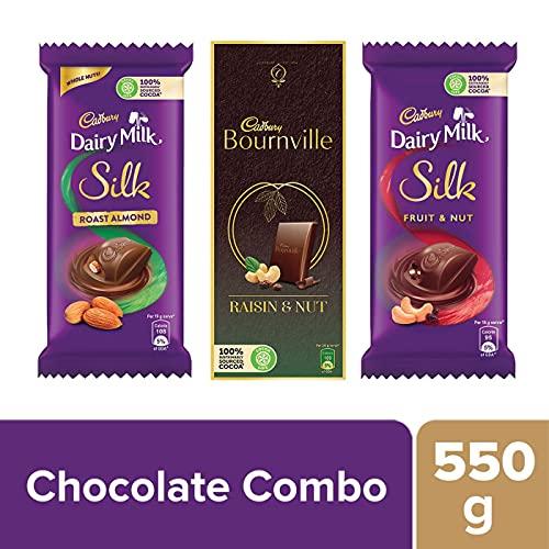 Cadbury Cadbury Chocolates Combo (2 x Silk Roast Almond 58g, 2 x Silk Fruit and Nut 137g and 2 x Bournville Raisin Nut 80g)