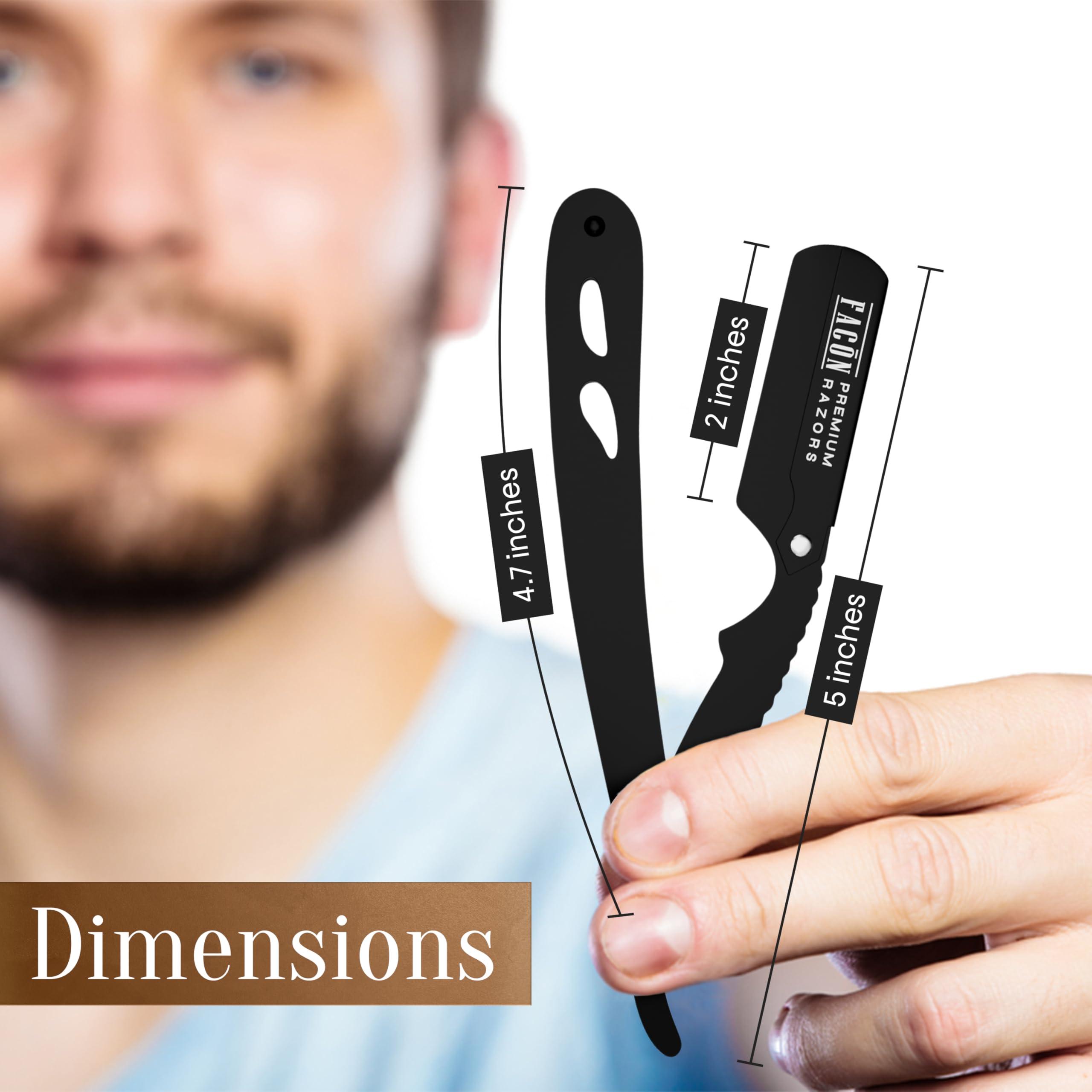FACON 100 BLADES + Facn Professional Traditional Straight Edge Barber Razor - Salon Quality Cut Throat Shavette
