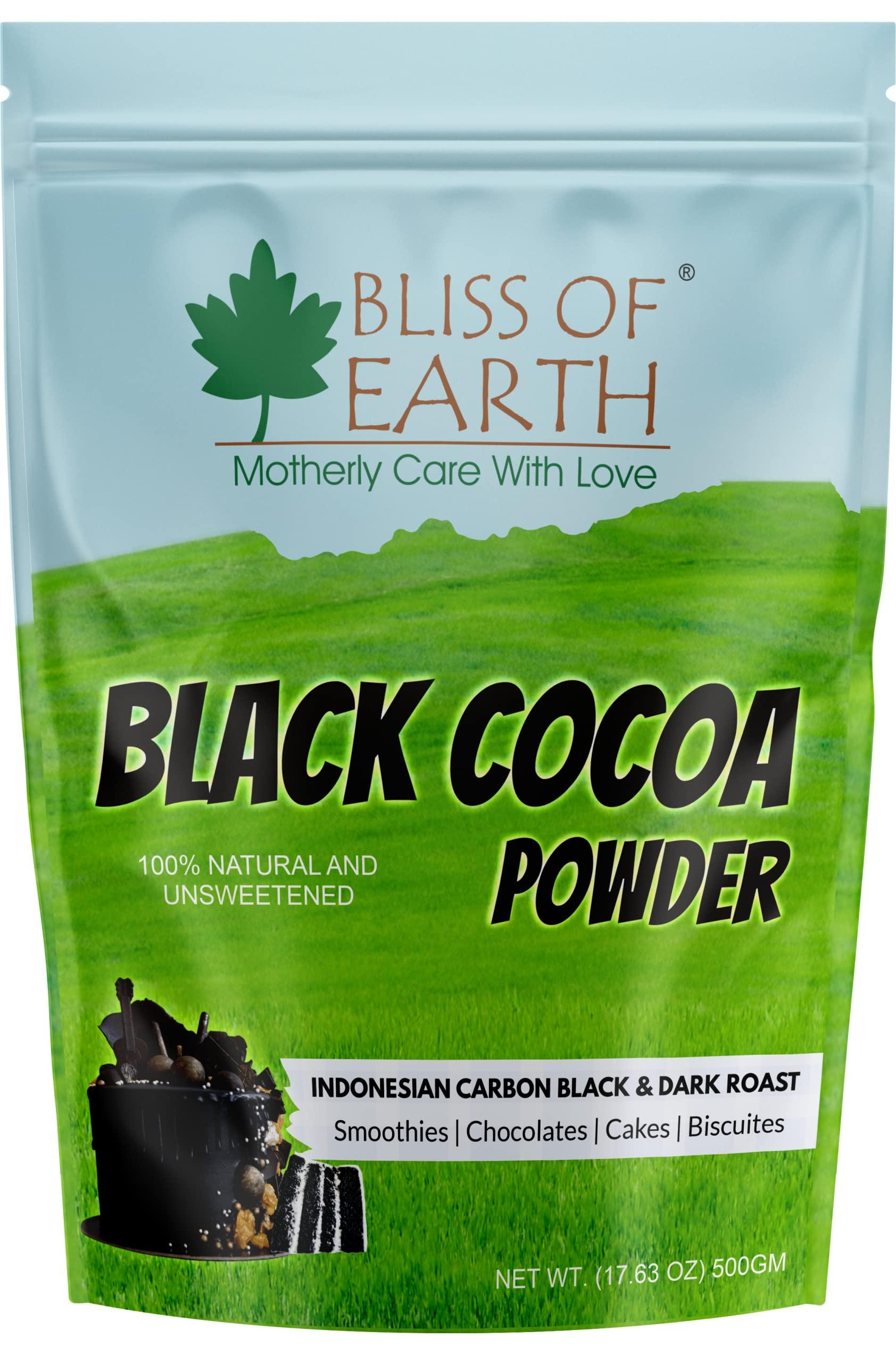 BLISS OF EARTH Bliss of Earth Black Cocoa Powder Natural and Unsweetened Carbon Black & Dark Roast Perfect for Cooking & Baking Cakes, Biscuits, Oreo, Chocolates, Smoothies 500GM