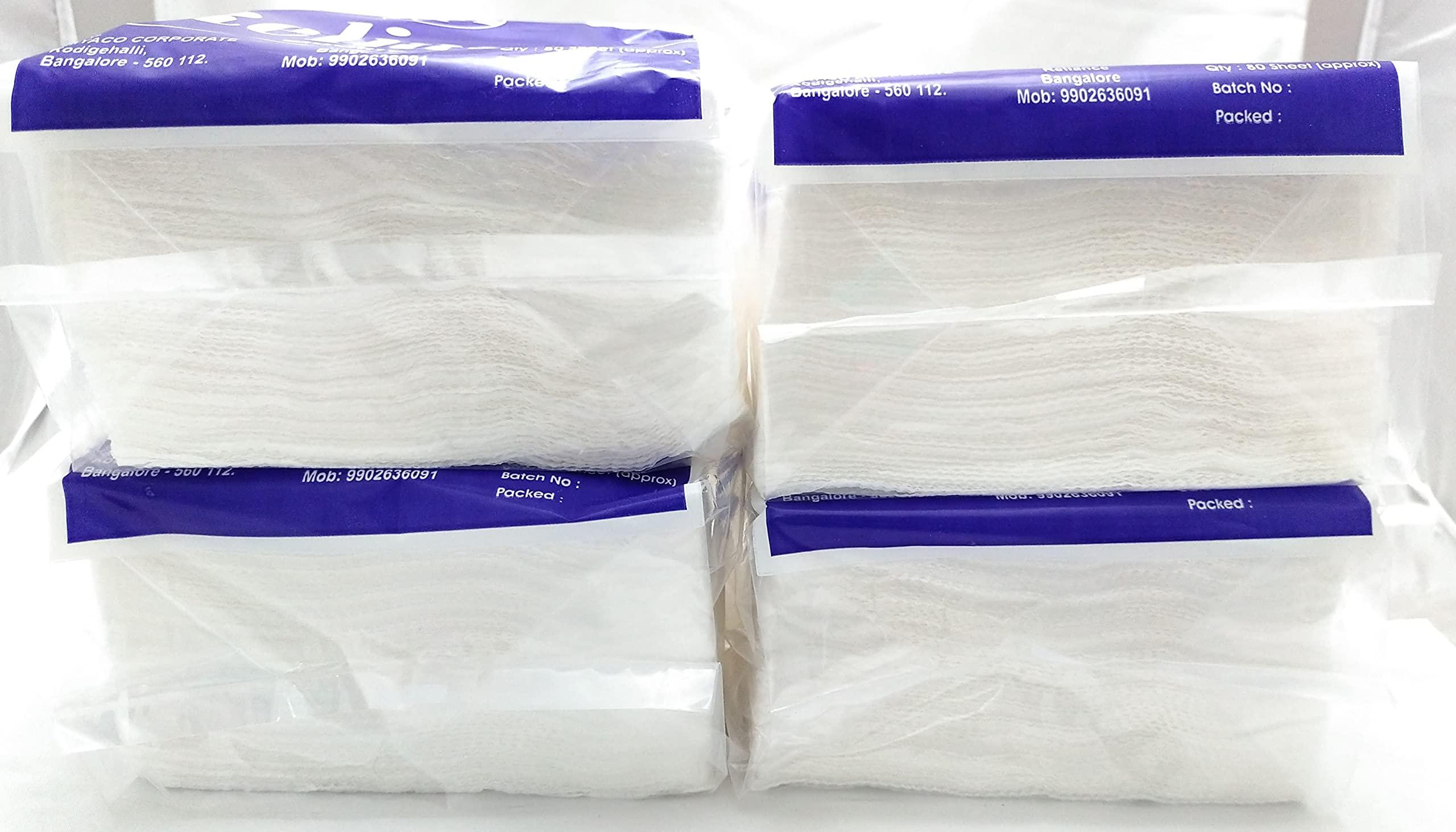 Generic Reliance Tissue Paper Napkins (Pack of 4/320 tissues) 80 Sheet Each Size: 23 cm x 30 cm Skin friendly and Easy to dispose, Use it for wiping your hand and face Etc!!!!