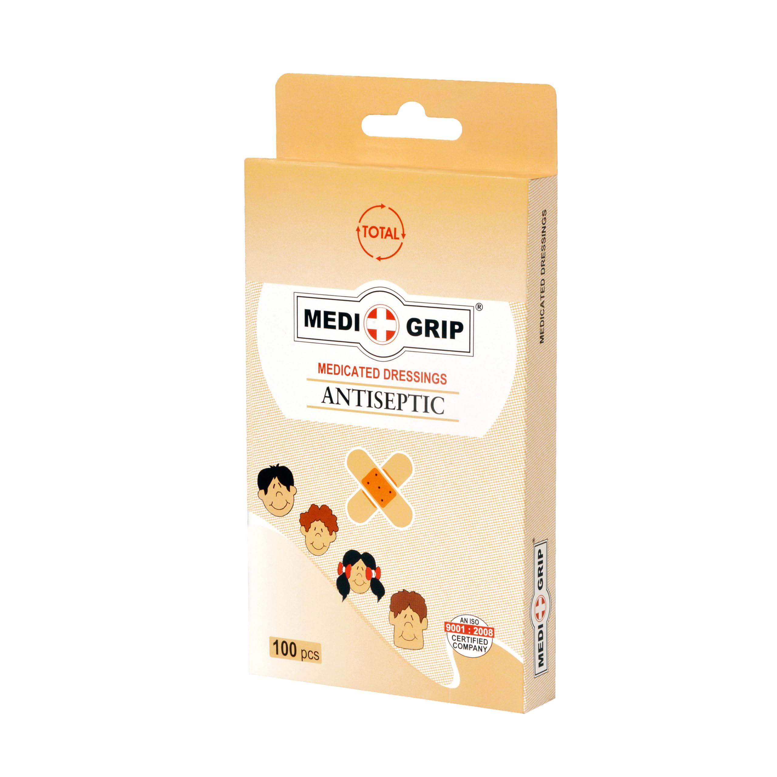 MEDIGRIP Medigrip Total Medicated Band Aid Fabric (100 Plasters) Brown (Pack of 200)