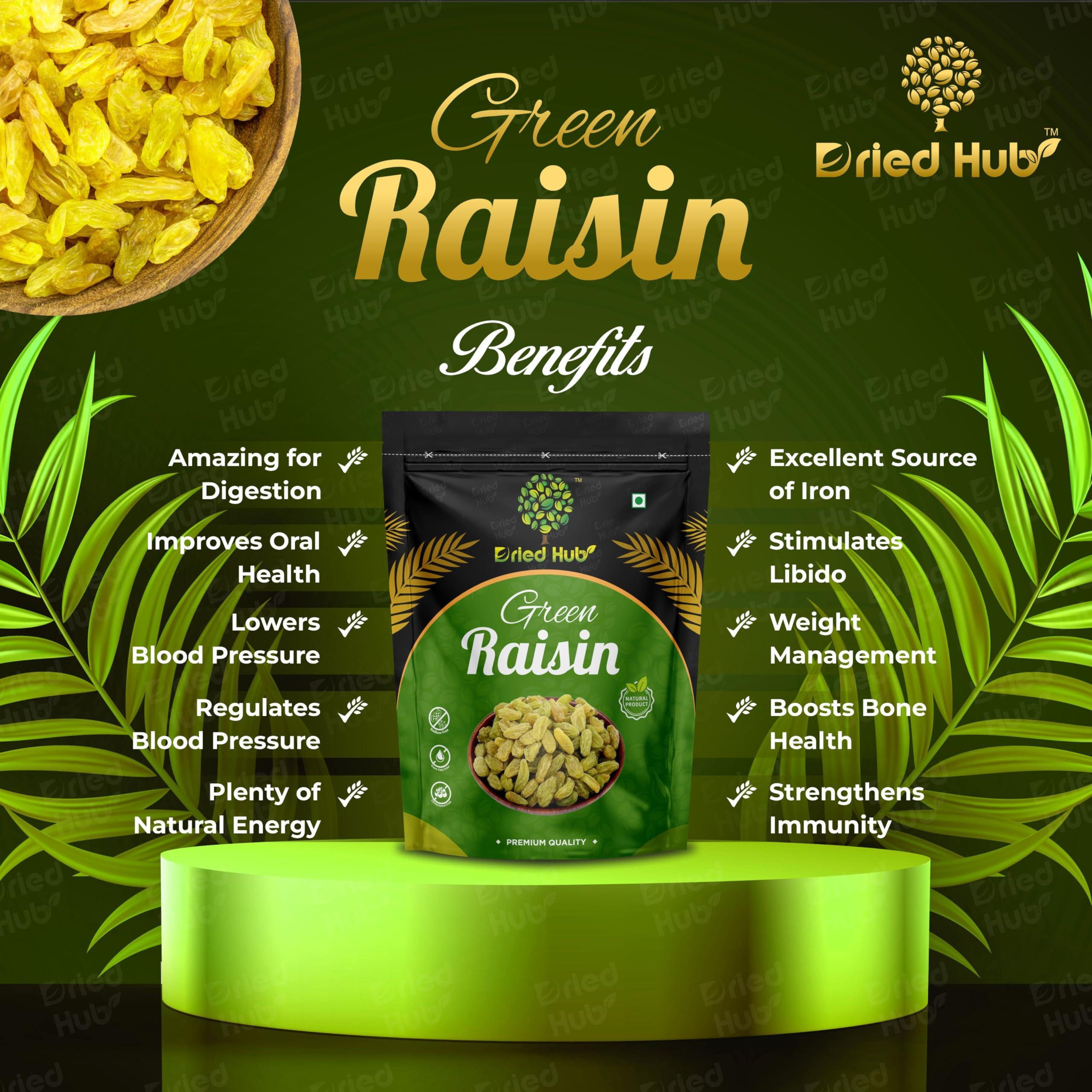 Dried Hub Dried Hub Green Raisin (Kishmish) High in Antioxidants, Naturally Sweet & tasty, 1Kg Pouch Pack