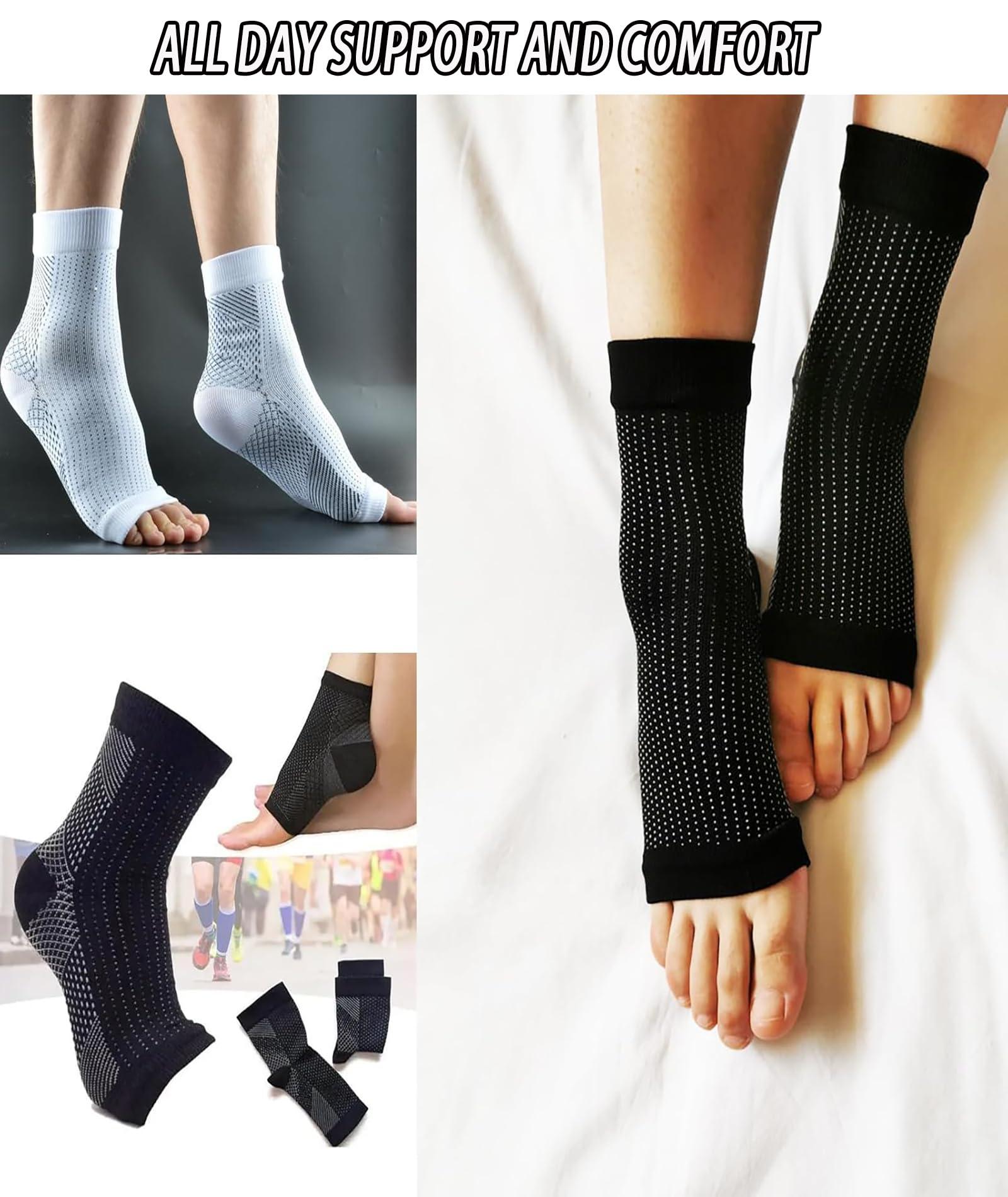 NUDFSY 4 Pair Compression Socks for Women, Compression Socks for Men, Open Toe Neuropathy Pain Relief Socks Neuropathy Socks, Pain Relief Socks Bamboo Compression Socks, Neuro Socks For Heel Pain Relief, Ankle Support & Plantar Fasciitis