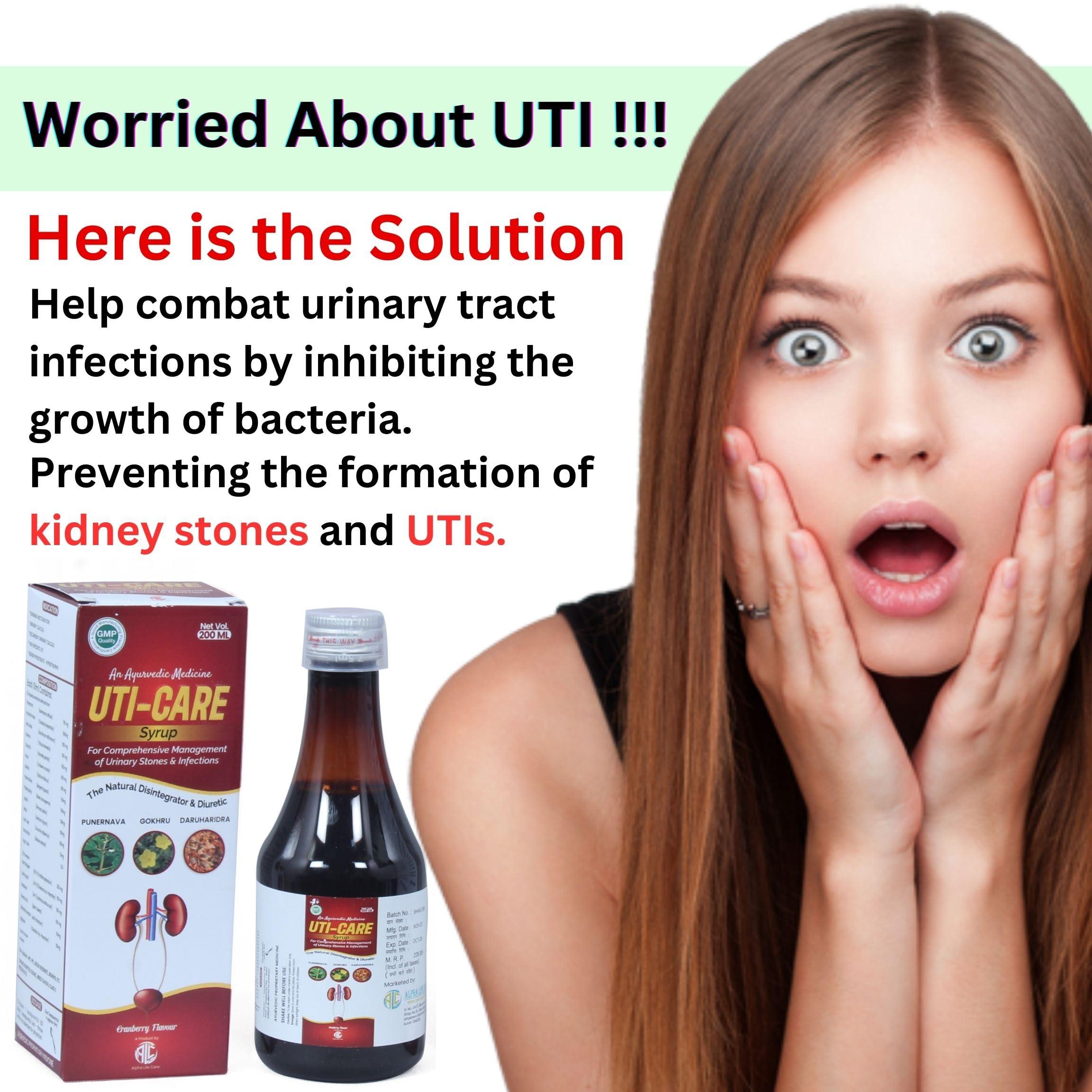 ALPHA LIFE CARE ALPHA LIFE CARE UTI-CARE An Ayurvedic 200ml Syrup For Urinary Track Infection(UTI), Support Kidney Health,Relief from Burning Sensation,Detoxifying Supplement with Punernava, Gokhru & Daruharidra (Pack of 6)