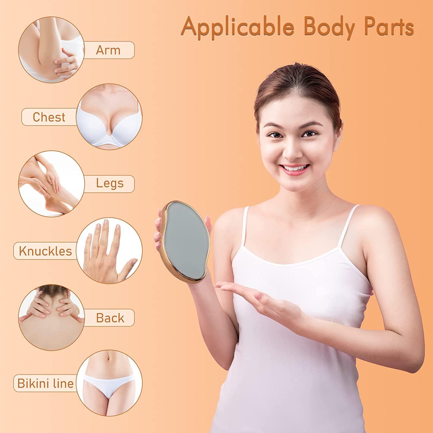 fabulouster Crystal Hair Eraser, Painless Hair Removal Tool for Legs Back, Arms, Crystal Hair Remover, Really Fast & Easy Exfoliate Hairo Crystal Hair Eraser for Men and Women (2PCS Pink+Gold)