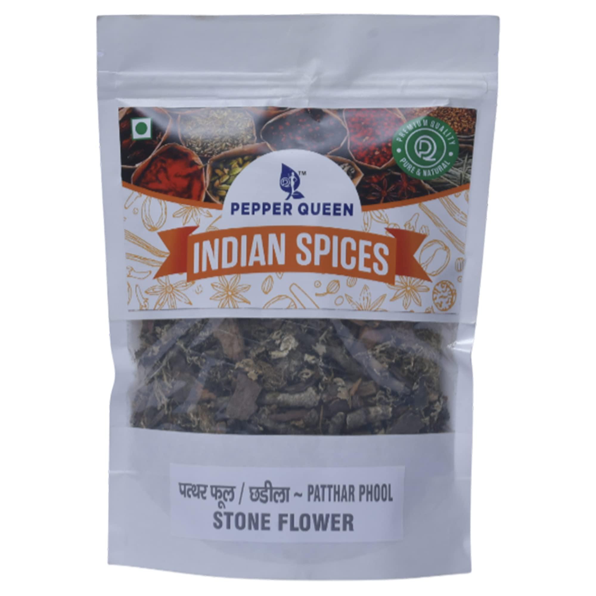 Pepper Queen PEPPER QUEEN Parmotrema Perlatum,Stone Flower,Pathar Phool,Dagar da Phool,Kalpasi,Dagad Phool,Raathi Pootha,Kallu Hoovu,Chhadila,Chhabila,Rock Flower Stone,Indian Spice Seeds (50 gm)