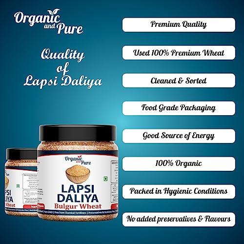 Organic and Pure Organic and Pure Lapsi Dalia Wheat, Lapsi, Lapsi Rava, Lapsi Daliya, Lapsi Rava Small, Fada Lapsi, Lapsi Rawa Dalia, Broken Wheat Lapsi (Jar Pack) 250g