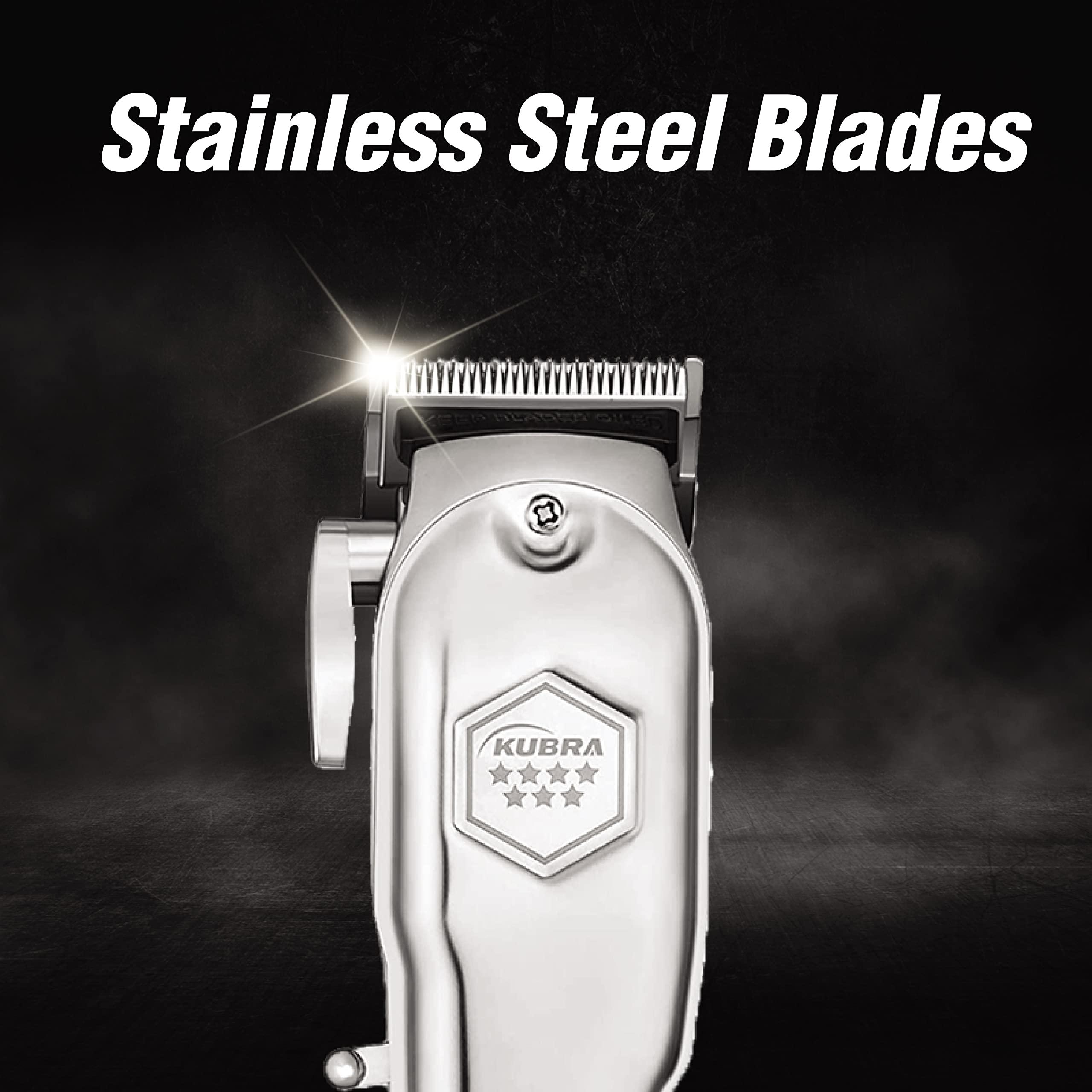 Kubra Kubra Kb-409 Professional Cordless Rechargeable Led Display Hair Clipper Heavy Duty For And Beard Cut (Silver) Men