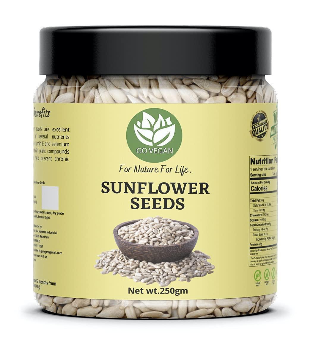 Go Vegan GO VEGAN Raw Pumpkin, Sunflower Seeds for Eating Protein and Fibre Rich Food For Immunity Booster Diet Food Pack of 2-250g (JAR Pack)