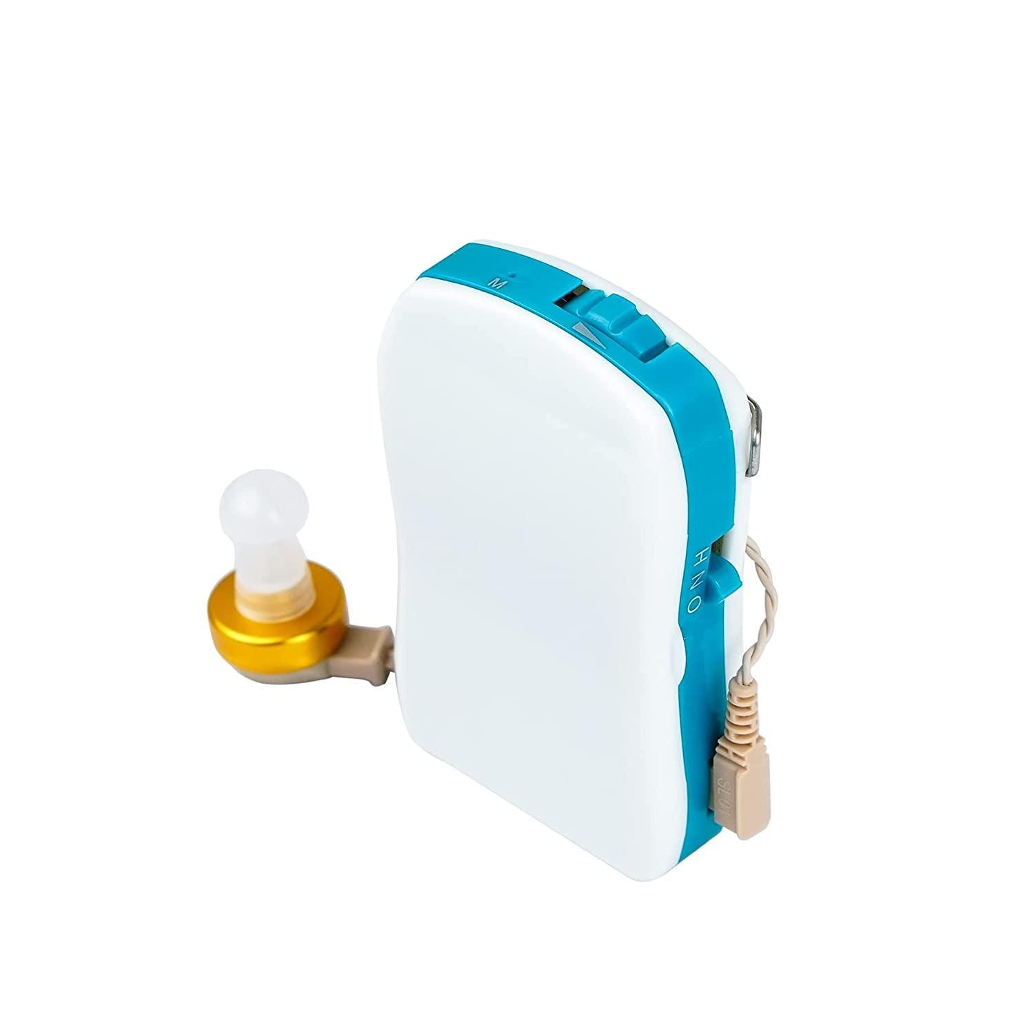 REX SOUND REX SOUND Premium High Power 8 Channel Ear Machine,Easy To Use Hearing Aid, Kaan ki Machine Pocket Model Hearing Aids Machine for Old age, Good Quality Wired Body Level Hearing Aid