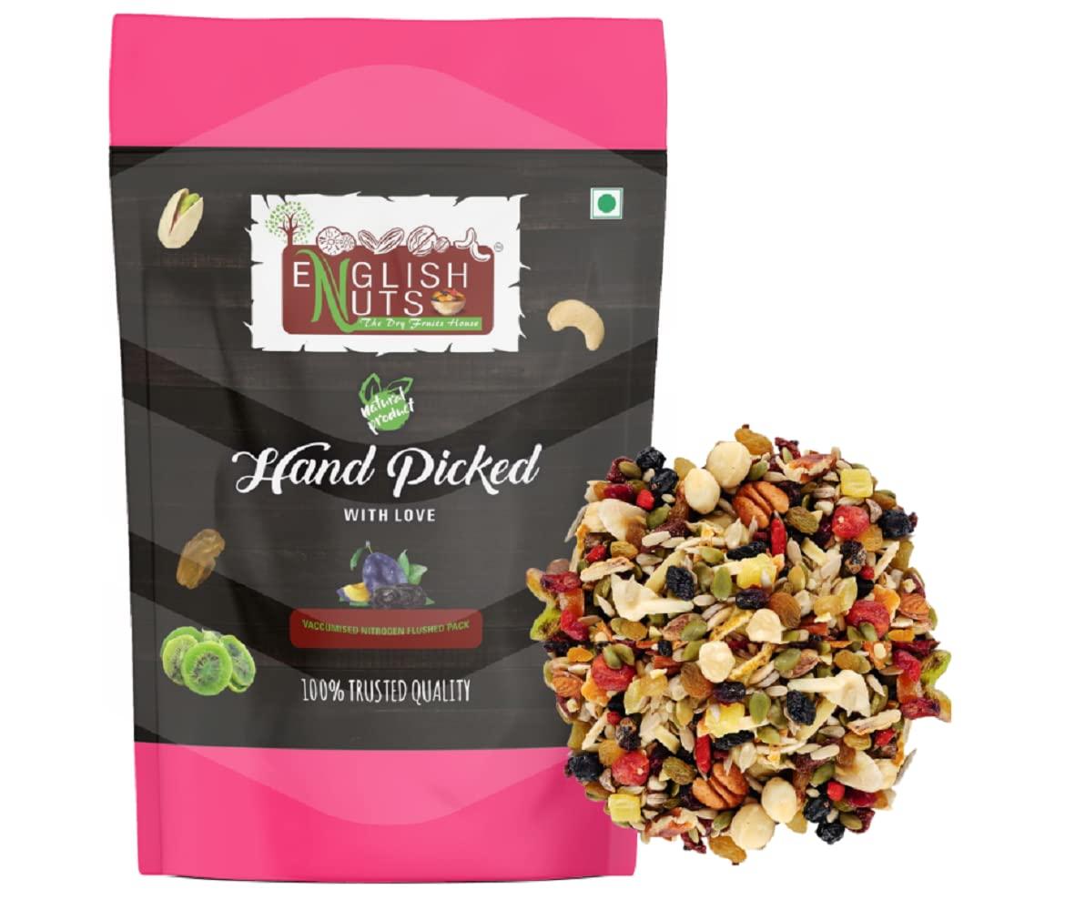 ENGLISH NUTS-THE DRY FRUITS HOUSE English Nuts 1 Kg Mix Nuts Organic Trial Mix | Premium Fruit, Nut & Fiber SuperMix, Healthy Mixed Nuts with Dry Fruits | 10+ Varieties Like Almonds, Cashews, Walnuts, Pumpkin Seeds