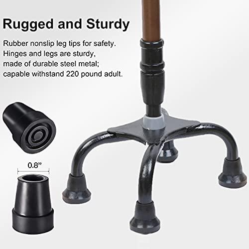 COMPORT Comport Premium Adjustable Walking Cane with 4-Pronged Base for Extra Stability Works for Right or Left Handed Adults & All (Brown)