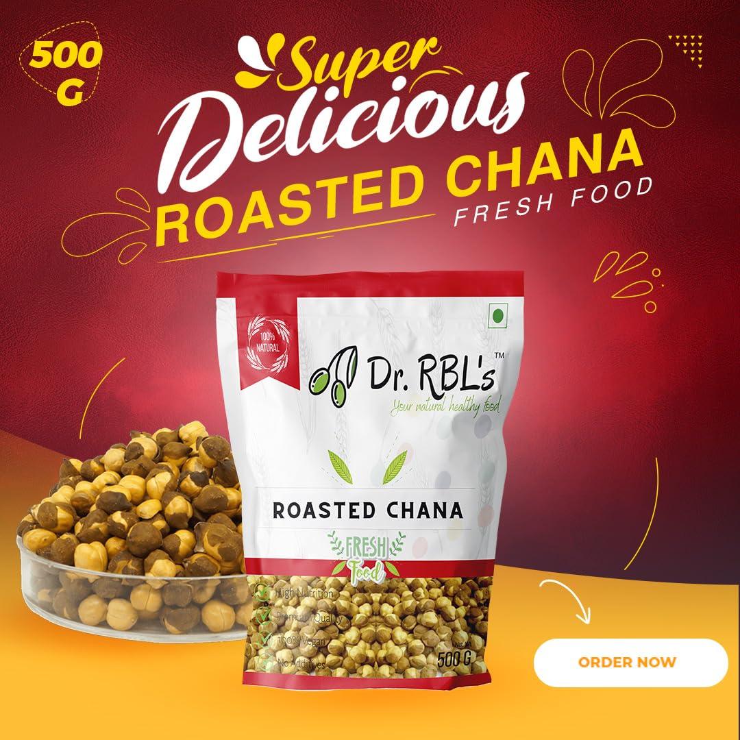Dr. RBL's Dr. RBL\'s Roasted Chana (Bhuna Hua Chana) | Unsalted Roasted Gram/Chickpeas gram | Healthy Snack with High Protein, Fiber and Nutrients -Pack of 2 (1KG)
