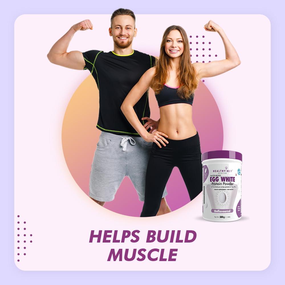 HealthyHey Nutrition HealthyHey Nutrition 100% Egg White Protein - Instant Mix - 80% Protein - Non GMO & Lactose Free - 500g (Unflavoured), 15 Servings (Pack of 1)