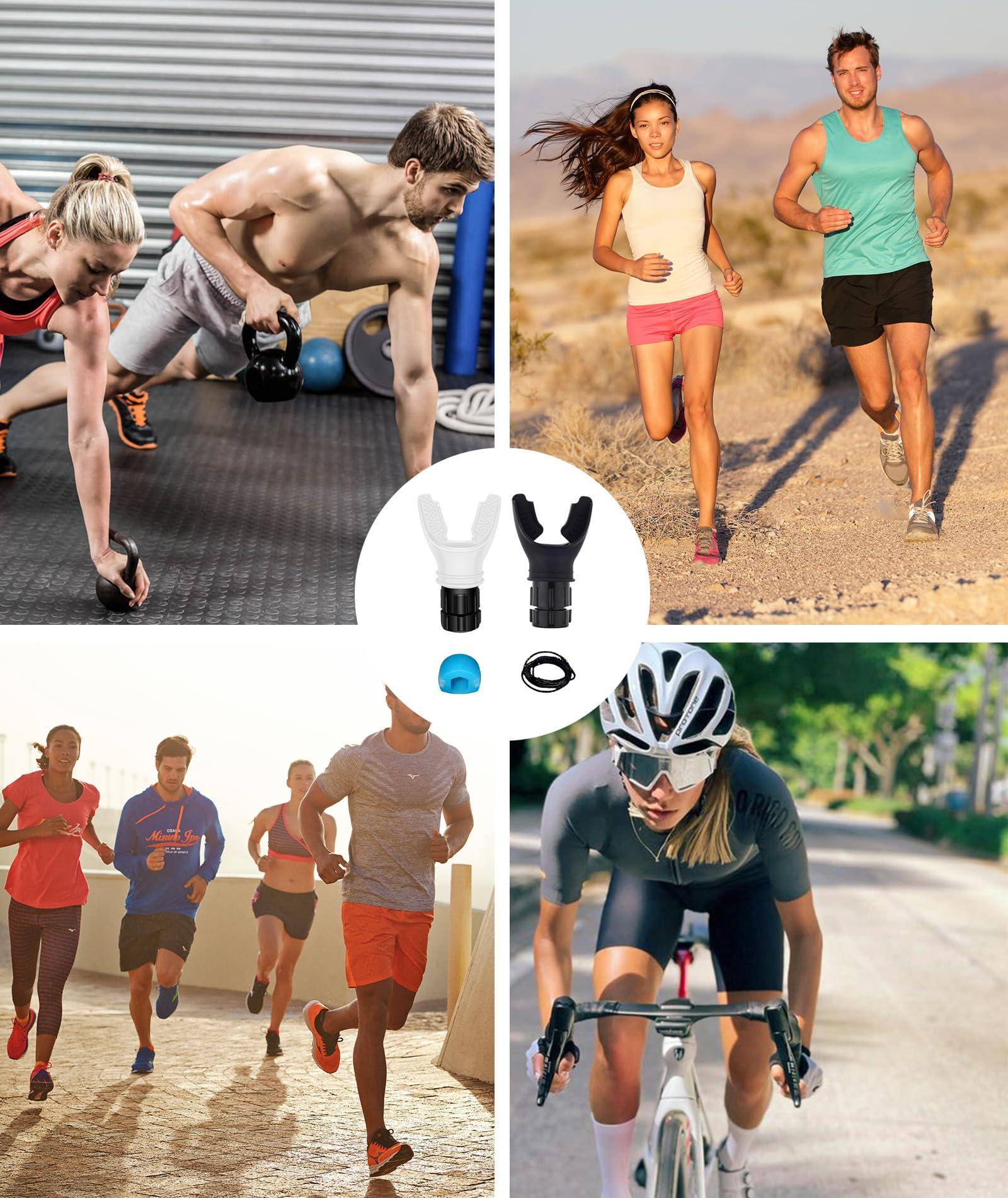 NHCDFA Oxyboost Breathing Device, Lungs Exercise Equipment, Breathing Exercise Machine Compact Pure Silicone Oxybreeze Lung Exerciser Device Ideal for All Easy to Clean (Black and White(4 Pcs))