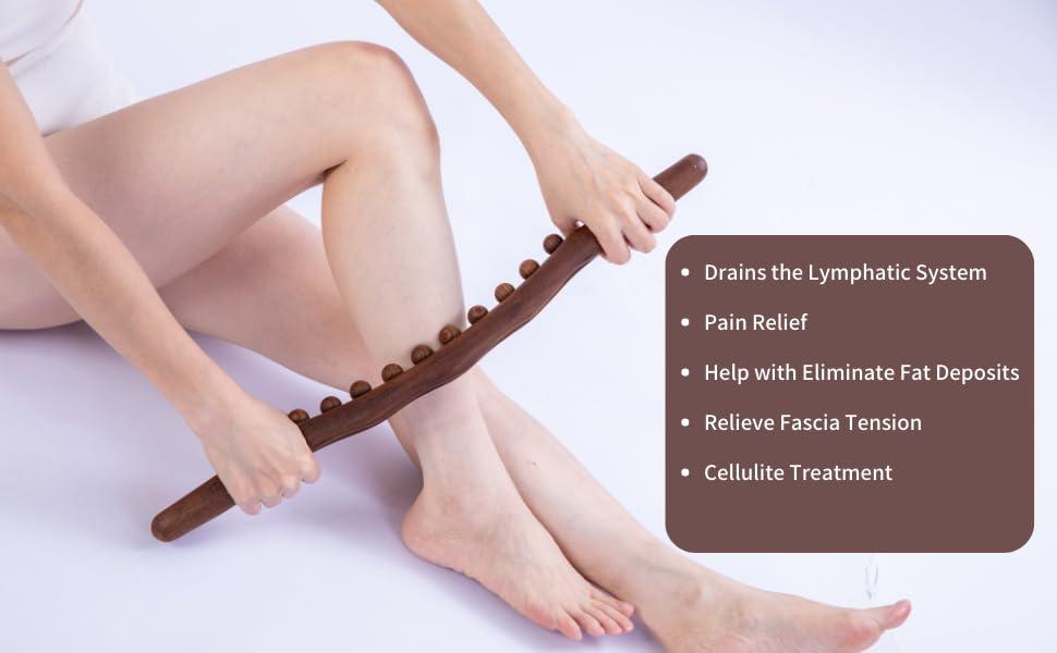 Gyanadh Gyanadh Wooden Gua Sha Stick Massage wooden, Trigger Point Back Legs Neck with Bead Massaging carbonize wood.