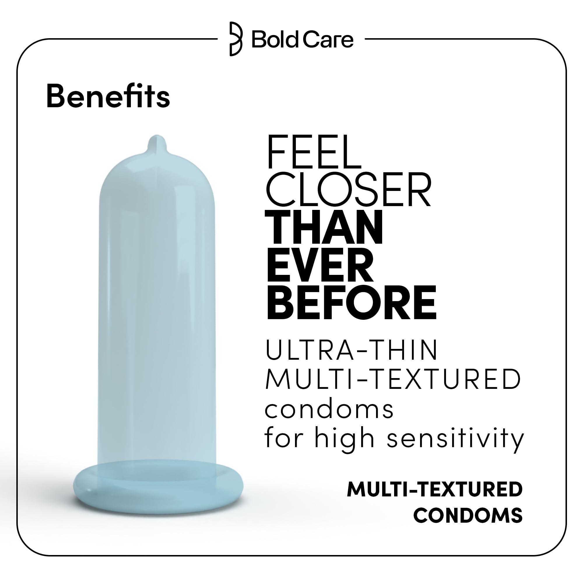 Bold Care Bold Care Multi textured condoms + Ultra Thin Delay Condoms - Super Saver pack - Designed to fit perfectly - Paraben free
