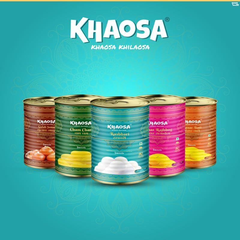 Khaosa Khaosa Rasbhari | 3Kg | Gourmet, Soft Rasbhari | 16 Pieces in 1 Tin | Traditional Mithai | Irresistible Flavoured Rasbhari | Exotic Gift-worthy Rasbhari Treat | Easy-To-Carry Rasbhari Box