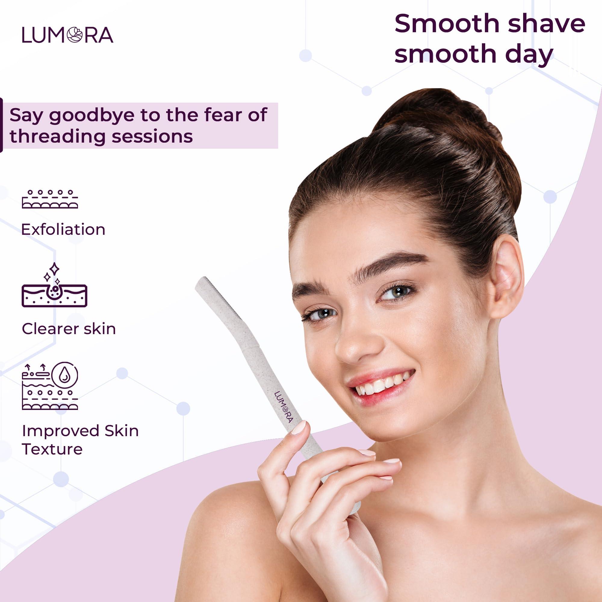 LUMORA Lumora Face Razor for Women - 2 Razors | Facial Razor for Eyebrows, Upper Lips, Chin, Forehead and Sideburns | German Stainless Steel Blade & Firm Grip | Smooth & Instant Facial Hair Removal Razors
