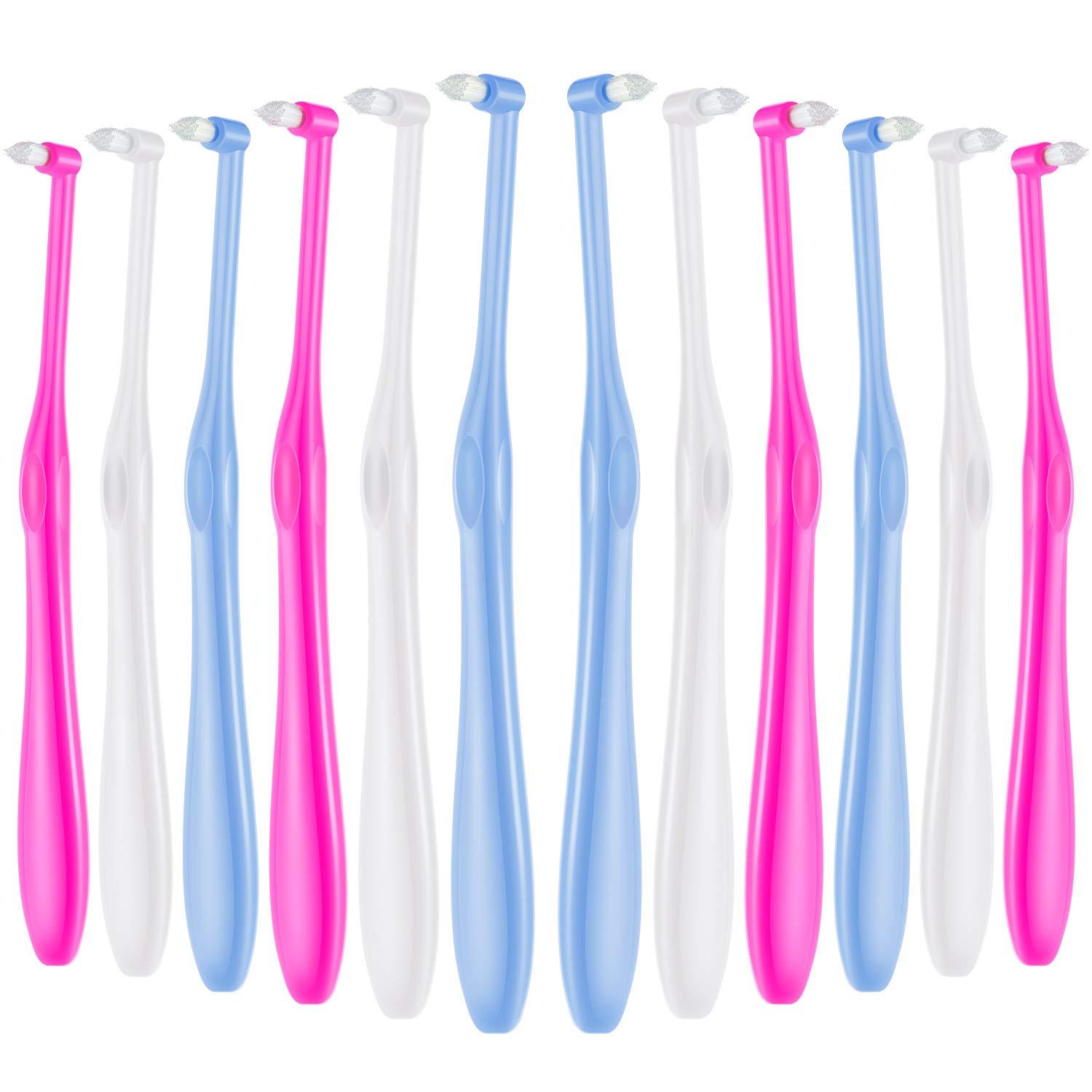 Boao 12 Pieces Tufted Toothbrush End-Tuft Tapered Trim Toothbrush Soft Trim Wisdom Toothbrush Single Compact Interdental Interspace Brush