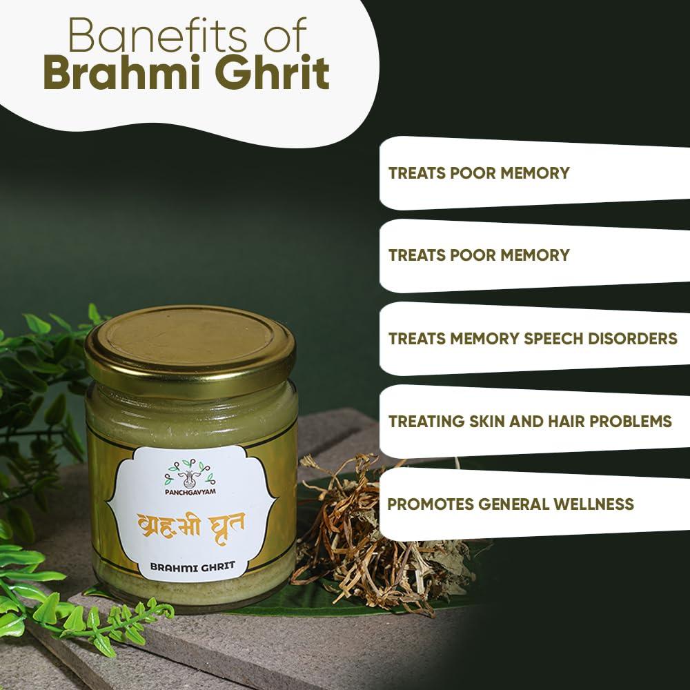 PANCHGAVYAM Brahmi Ghrit/Ghee | Ayurvedic Health Supplement Ghrit/Ghee | Authentic A2 Ghee for Brahmi Ghrit/Ghrit | Panchkarma Suvarna Brahmi Ghee | Stress Relief | Good for speech delay & Skin Diseases